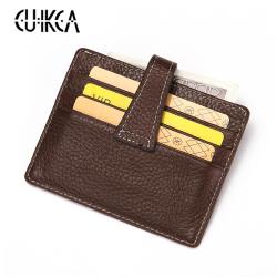 CUIKCA Women Men Wallet 1120 Genuine Leather Carteira Cowhide HASP Slim Wallet Purse Business ID Credit Card Cases Card Holders