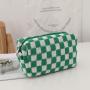 Gelory Makeup Pouch Travel Toiletry Organizer Bag Knitted Black Brown Checkered Cosmetic Bag for Women Girls