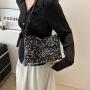 2024 New Texture Leisure Western Style Sequin Shoulder Bag Personalized Simplicity Crossbody Large Capacity Underarm Women's Bag