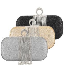 New arrival chain shoulder fashion rhinestone tassels clutch bag women hand bags purse elegant evening bag