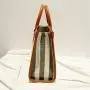 2024 Custom Stripe Canvas PU Tote Bags For Women Ladies Hand Bag Set With Pouch