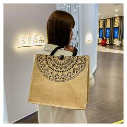 Hot Selling CCF350 Vintage Large Capacity Shoulder Bag Summer Canvas Beach Tote Bags Women Handbags Ladies Travel Shopping Bag