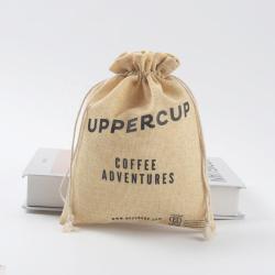Custom Logo Printed Jute Burlap Linen Drawstring Bag Tea Potato Coffee Beans Packaging Bag