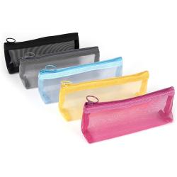 Gelory Hot Sale Custom Cheap Widened Pencil Bag Transparent PVC Plastic School Mesh Pencil Case
