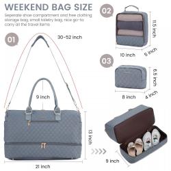 LOVEVOOK Stylish 3in 1 Weekender Overnight Bag with Toiletry Gym Sports Bag travel duffle bag with Wet Pocket & Shoe Compartment