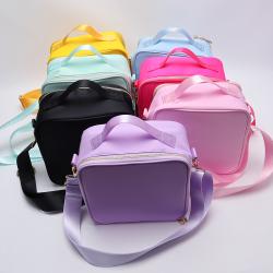 8 Colors Nylon Lunch Box Kids Picnic Cooler Bag Mesh Pocket Crossbody Strap Boys Girls Adults Lunch Bag Kids Lunch Bag