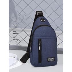 ZR518 Mens Chest Bag Vest New USB Shoulder Bag Sports Travel Cross Body Bag Leisure Solid Color Oxford Cloth Sling Chest