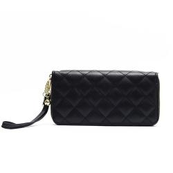 HR149 New Fashion Zipper Women's Card Billfold PU Lingge Zipper Women's Long Wallet Simple and Generous Lady Holding Wallet