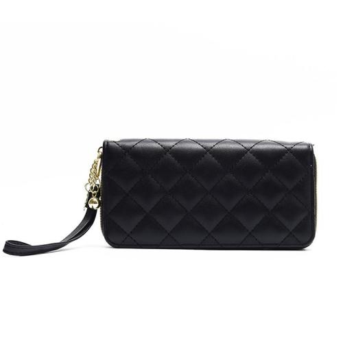 HR149 New Fashion Zipper Women's Card Billfold PU Lingge Zipper Women's Long Wallet Simple and Generous Lady Holding Wallet