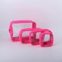 Keymay Stock S M L XL 4 Size Hot Pink Nylon Storage Bag DIY Patches Makeup Bag Zipper Waterproof Portable Clear Vanity Case