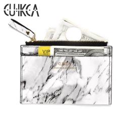 CUIKCA White Marble Leather Wallet Women Travel ID Card Holder Coin Purse Available Credit Card Holder