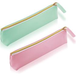 Gelory Lovely Stationery Bag PU Leather Pen Pencil Case Cute Slim Zipper Cosmetic Bag Small Pencil Pouch Portable