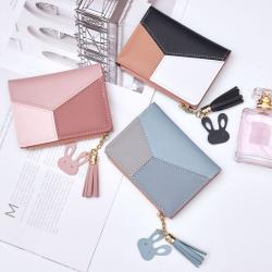 Geometric Women Cute Pink Wallets Pocket Purse Card Holder Patchwork Wallet Lady Female Fashion Short Coin Burse Money Bag