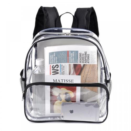 Customized Logo Heavy Duty PVC Transparent Backpack with Reinforced Strap Clear Bookbags for School College