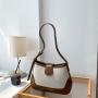 2024 New Product Stylish Sturdy Underarm Shoulder Bag Women Creative PU Stitching Canvas Handbags Luxury Ladies Korean Hand Bags