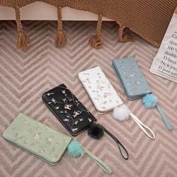 Long Embroidery Card Bag 2024 Ladies Coin Purse New Design Small Bag Female Wholesale Fashion Wallet Coin Purse