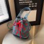 Direct Selling Korean Style Embroidered Drawstring Handbag 2024 New Single Shoulder Crossbody Bag Fashion Mini Bucket Bag
