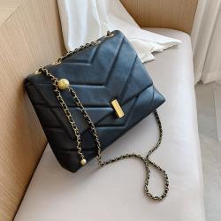 Luxury Lady Designer Bags Fashion  Pure Color Pu Leather Flap Messenger Wholesale Trendy Purses Tote  Chains Shoulder Bag