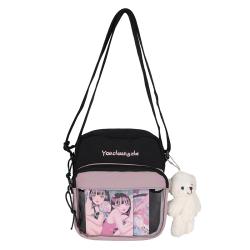 China Factory Women Waterproof Crossbody Bag Canvas Girls Shoulder Bag With Clear Window Custom Mini Ladies ITA Bag