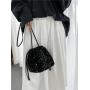 Spring New Cross body bucket handbags for women luxury glitter drawstring bags clutch bag evening bags luxury designer purses