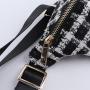 Keymay Stock New Design Chest Bag Plaid Tweed Belt Bag Running Waist Bag For Women Fanny Pack Crossbody