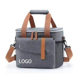 Customized Logo Insulated Thermal Bags Soft Tote Bento Lunch Box Portable Picnic Cooler Bag with Shoulder Strap
