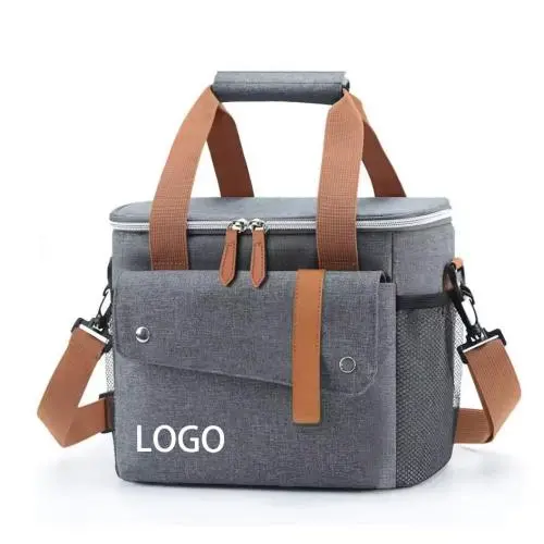 Customized Logo Insulated Thermal Bags Soft Tote Bento Lunch Box Portable Picnic Cooler Bag with Shoulder Strap