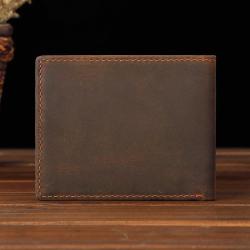 HOT Classic Men's Leather Wallets Short Male Purse Card Holder Crazy Horse Genuine Leather Wallet Men Fashion Quality Wallets