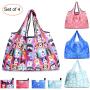 4 Pack Larger Sized Portable Sturdy Reinforced Polyester Reusable Foldable Grocery Bags For Shopping