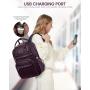 LOVEVOOK Fashion Leather Laptop Backpack 15.6 inch Vintage Work School Travel Backpack with USB port Waterproof laptop Backpack