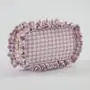 Sprint Cute Lifestyle Storage Organizer Women Girls Polyester Gingham Bag Plaid Travel Toiletry Cosmetic Bag Pink Ruffle Pouch