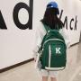 HR068 Simple Letter College Student Backpack Nylon Zipper Contrasting Colors Bag New Trend Waterproof Outdoor Leisure School Bag