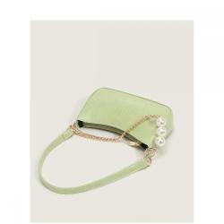 2024 New Versatile One Shoulder Crocodile Pearl Chain Underarm Bag for Women carteras para mujer 	 sac a main