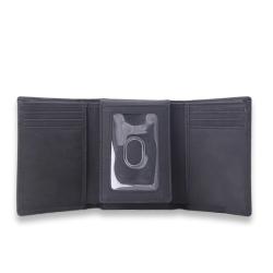 Birthday gift men wallet genuine leather RFID trifold leather wallet with ID window flip