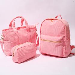 Bright Colorful Corduroy Softback Snapback Teenager Young Out Sport Kids Backpack Corduroy Bag