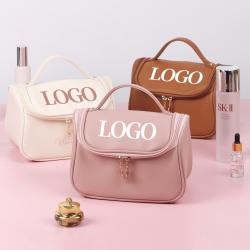 custom luxury portable large-capacity beauty make up trolley case travel makeup cosmetic bags pouch with gold zipper