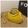 Fresh sweet pure color striped bag women's shoulder crossbody bag new 2024 popular pu round handbag