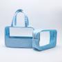 Keymey New Design Large Capacity Bright Color Girls PVC Clear Travel Bag Waterproof Toiletry Makeup Bag Handle Cosmetic Bag