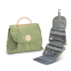 Custom Luxury Leather Travel Toiletry Bag Extendable Makeup Organizer Storage Waterproof Cosmetic Bags With Hanging Hook