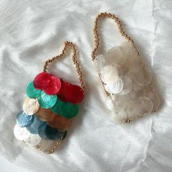 Custom 2024  New Fairy Shell Bag Sequin Hand Weaving Beaded Handbag Crossbody Phone Ladies Party Elegant