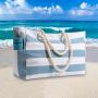 KBW777 Customized Logo Canvas Bag Waterproof Shoulder Tote Travel Shopping Bag Striped Beach Bag