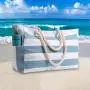 KBW777 Customized Logo Canvas Bag Waterproof Shoulder Tote Travel Shopping Bag Striped Beach Bag
