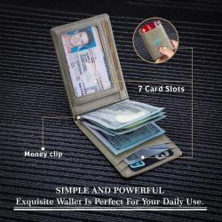 HX Popular Front Pocket Wallets RFID Blocking Bifold Credit Card Holder Mens Slim Money Clip Leather Wallets For Man