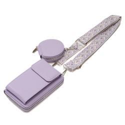 sac tendance 2024  Custom Logo Purple Cell Phone Small Crossbody Bags Shoulder Pocket Wallet 2 in 1 set Pouch Mobile Phone Bag