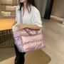 Gelory High Quality Women PU Leather Dry And Wet Separation Gym Bag Pink Portable Waterproof Luggage Travel Bags