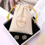 Recyclable Small Colico Antique Jewelry Storage Pouch Custom Logo Printed Drawstring Cotton Gift Packaging Musin Bag