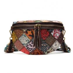 Small Women's Crossbody Bag Embossed Leather Splicing Should Bag For Girls