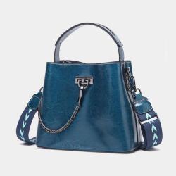 2024 Custom Oiled Waxed Genuine Leather Handbag For Women Luxury Bucket Bag