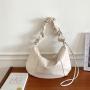 2024 Factory Wholesale High Quality PU Leather Tramp Bag Drawstring Pleated Design Crossbody Large Capacity Tote Bag Women