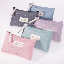 Waterproof Printed Canvas Cosmetic Bag Multifunctional Student Pencil Pouch Portable Small Zipper Wash Bag For Women